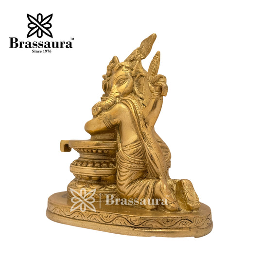 Brassaura™ Brass Ganesha Huge Shivling Idol for Home and Decor | Weight 1.9 Kgs | Height 6.3 Inches