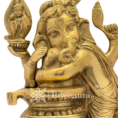 Brass Ganesha Hugh Shivling Idol for Home and Decor Weight 1.9 Kg Height 16 cm