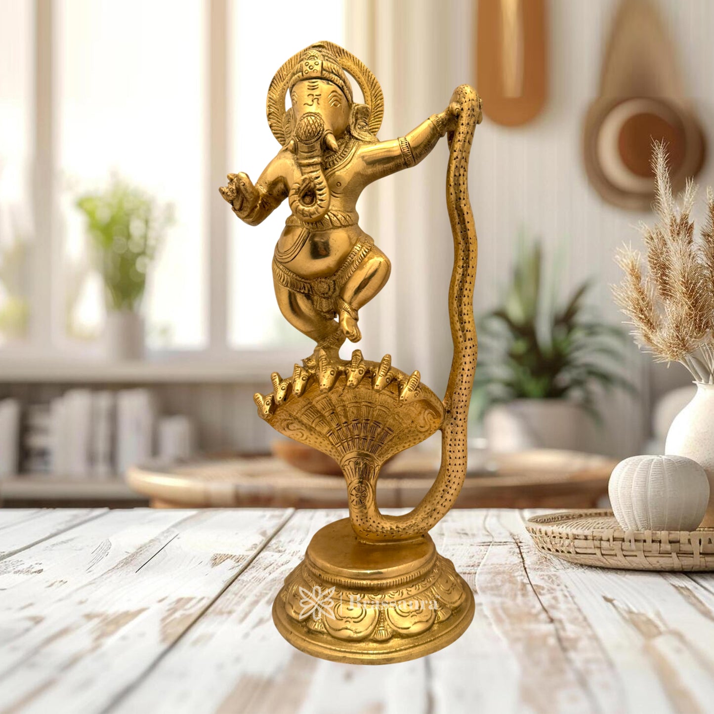 Brass Dancing Ganesha Idol for Home and Decor Weight 2.8 Kg Height 30 cm