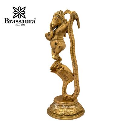 Brass Dancing Ganesha Idol for Home and Decor Weight 2.8 Kg Height 30 cm