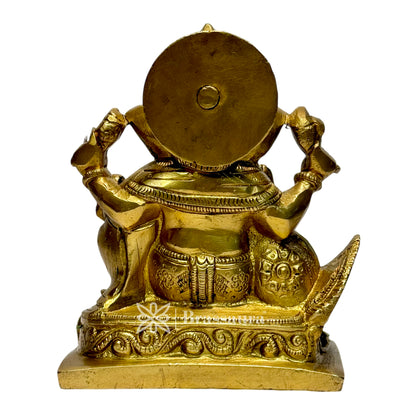 Brassaura™ Brass Ganesha Murti for Home and Decor Brass Ganesh Bhagwan Statue for Pooja Room Ganesha Idols for Home Entrace Decor Good Luck Vastu Decoration Weight 1.35 Kg Height 17 cm