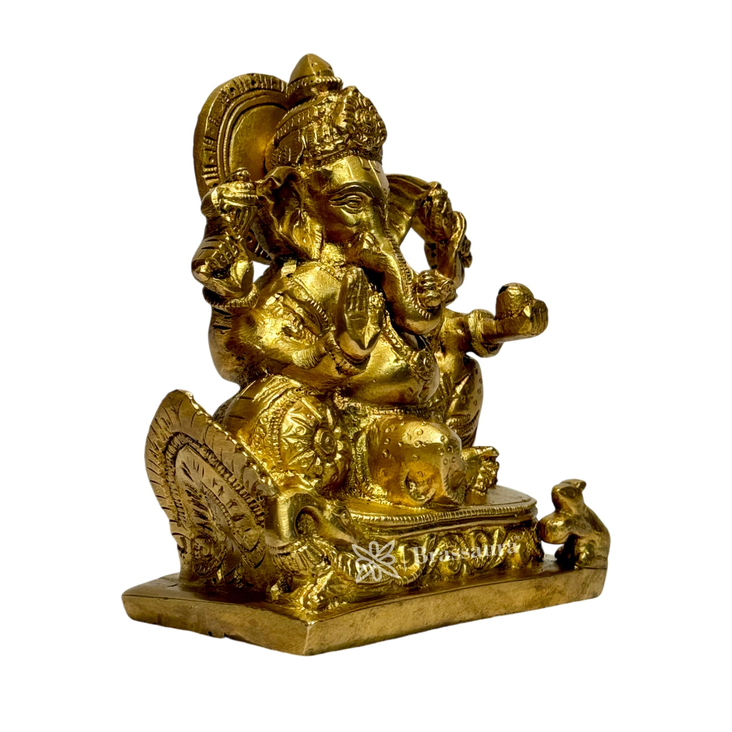 Brassaura™ Brass Ganesha Murti for Home and Decor Brass Ganesh Bhagwan Statue for Pooja Room Ganesha Idols for Home Entrace Decor Good Luck Vastu Decoration Weight 1.35 Kg Height 17 cm