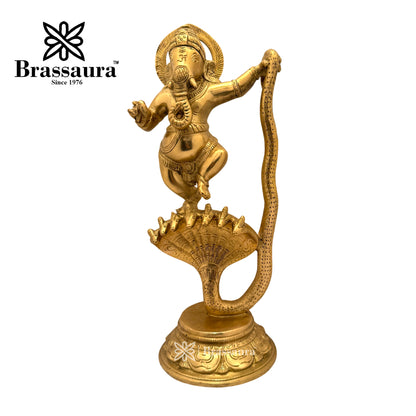 Brass Dancing Ganesha Idol for Home and Decor Weight 2.8 Kg Height 30 cm