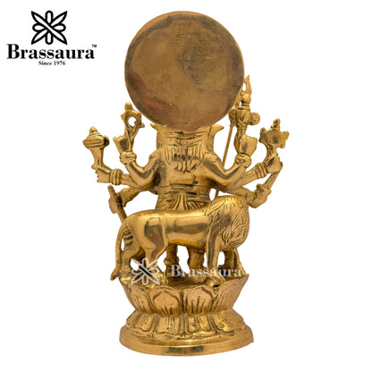 Brass Ganesha and Lion Idol for Home and Decor Weight 2.2 Kg Height 23 cm