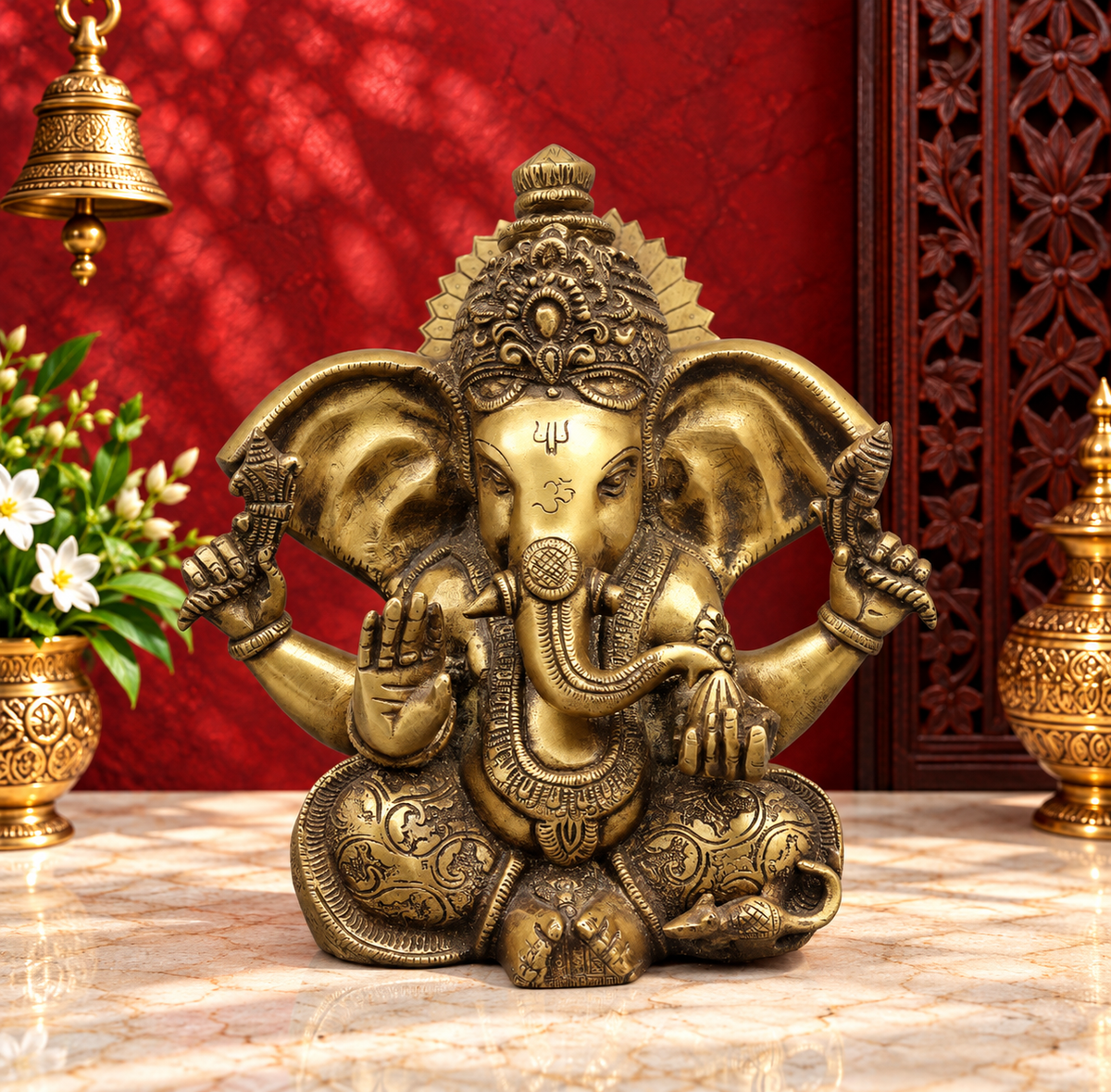 ब्रासोरा® वृंदावन वेणुगोपाल कृष्ण पीतल की प्रतिमा मोर के साथ | एंटीक नीला और सुनहरा रंग | ऊँचाई 20 इंच