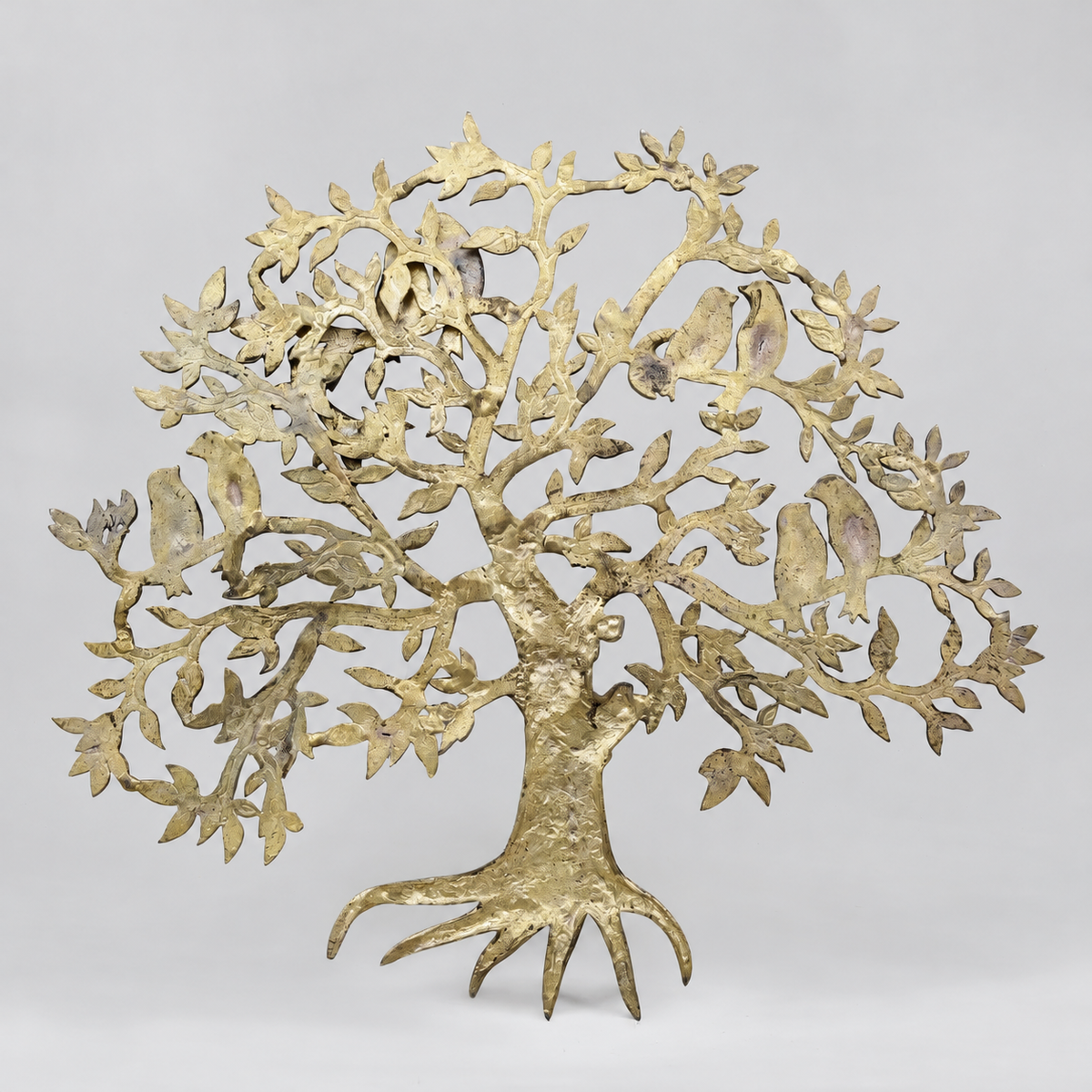 Brassaura® Antique Brass Tree Sculpture with Perched Birds | Pure Superfine Brass Handcrafted Murti | Brass Statue for Home Temple, Pooja Room | Height 23 Inches | Weight 5.8 Kgs