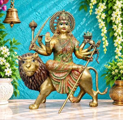 ब्रासोरा® वृंदावन वेणुगोपाल कृष्ण पीतल की प्रतिमा मोर के साथ | एंटीक नीला और सुनहरा रंग | ऊँचाई 20 इंच