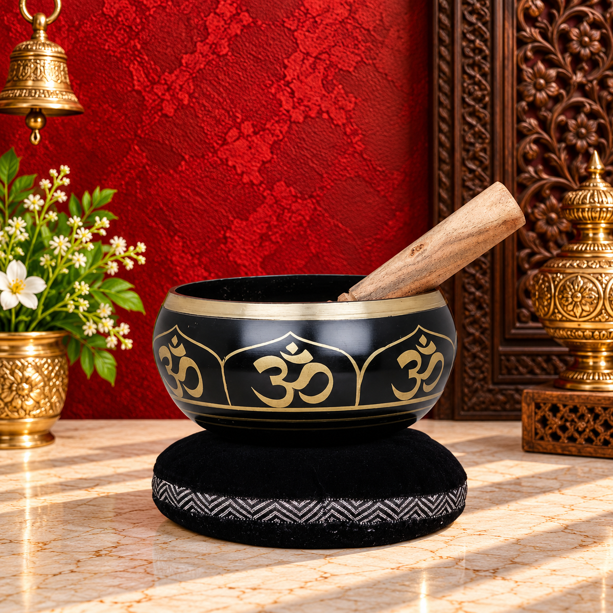Brassaura® Brass OM Singing Bowl | Height 8 CM | Weight: 900 Grams