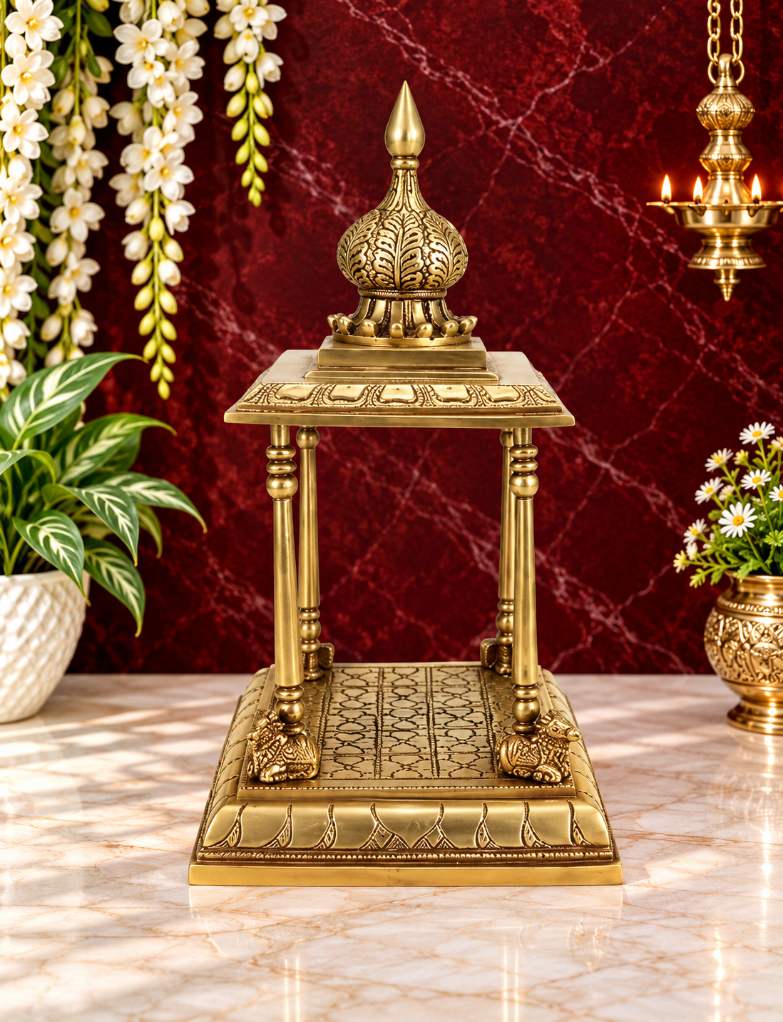 ब्रासॉरा™ पीतल की मंदिर प्रतिमा – ऊँचाई 14.4 इंच और वज़न 4.3 किलोग्राम | ध्यान और पूजा के स्थान की शोभा बढ़ाने के लिए
