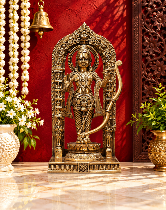 ब्रैसौरा™ पीतल राम लला - ऊंचाई 12 इंच और वज़न 4.2 किलोग्राम | मंदिर एवं पूजा हेतु सजावट