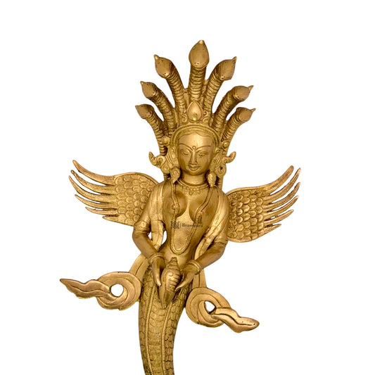 Brassaura® Brass Naag Kanya Statue | Handcrafted Decorative Showpiece | Height 20.9 Inches & Weight 3.4 Kgs