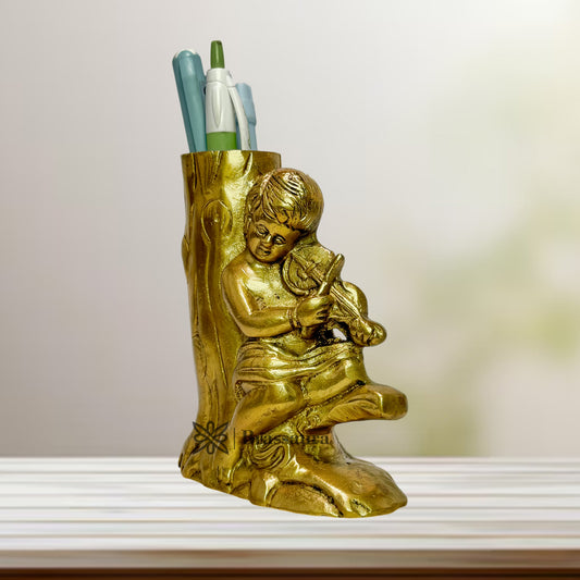 Brass Pen Holder Home and Decor Show Piece Weight 0.6 Kg Height 14 cm