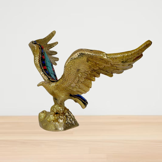 Brass Gem Stone Work Eagle Statue Weight .8 Kg Height 16 cm