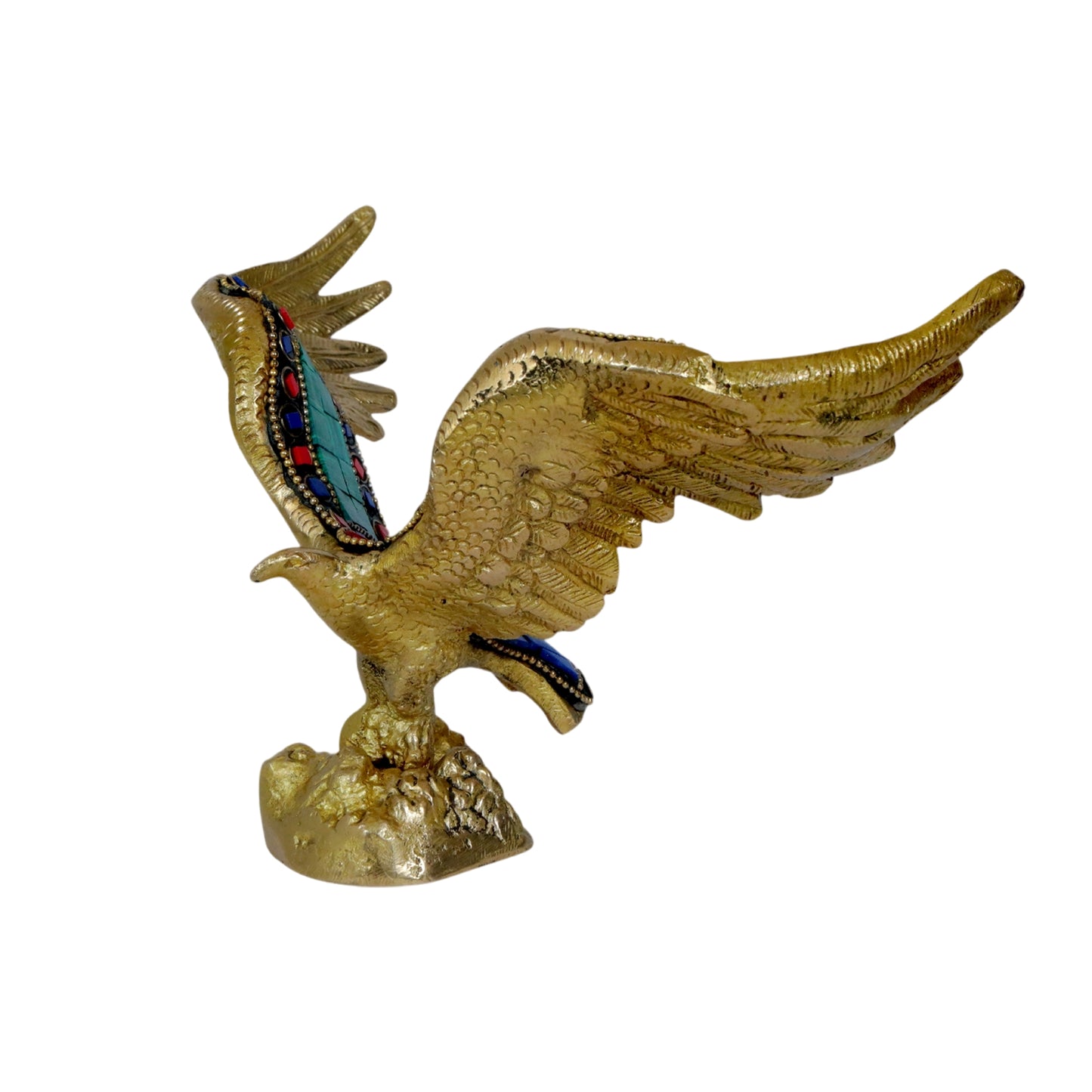 Brass Gem Stone Work Eagle Statue Weight .8 Kg Height 16 cm