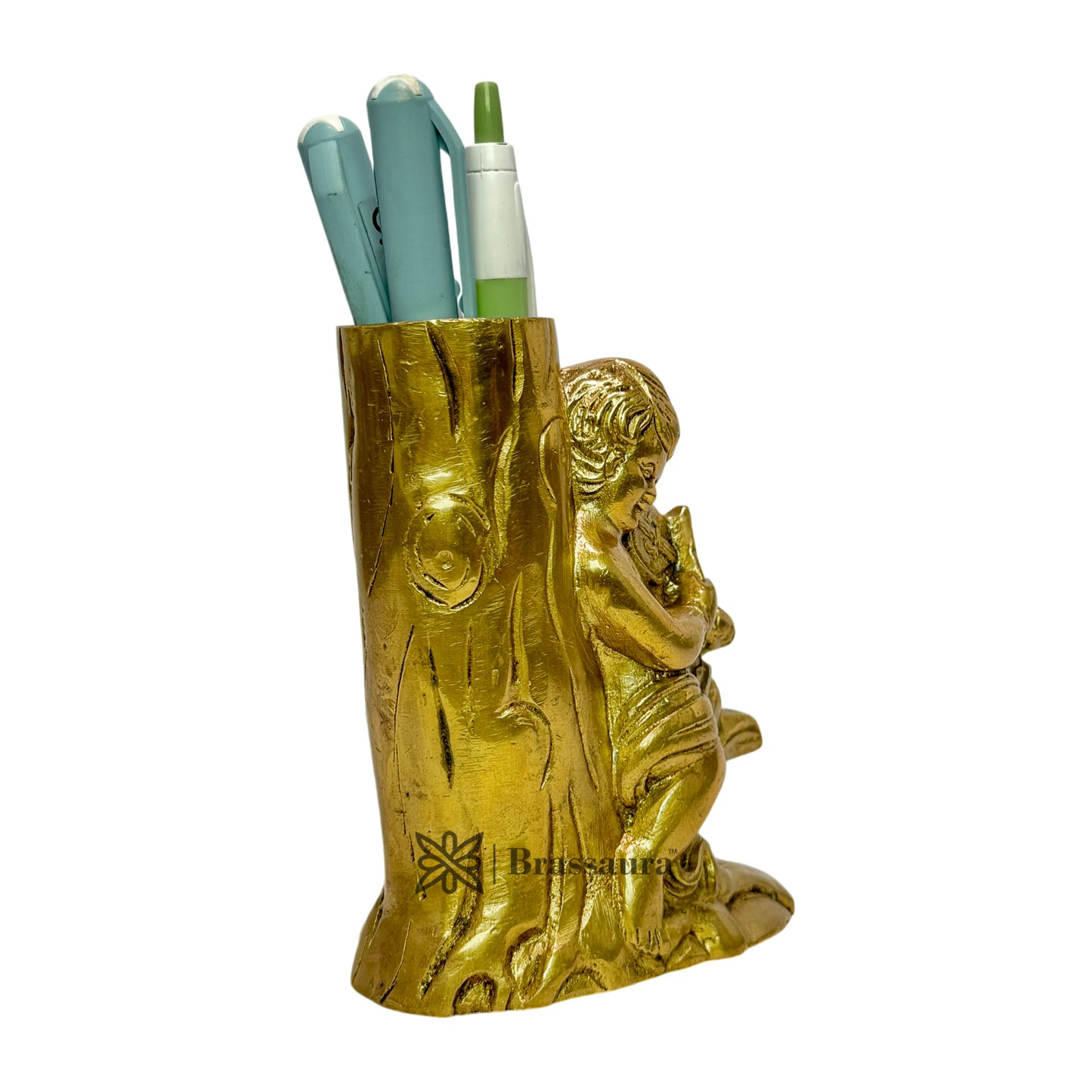 Brass Pen Holder Home and Decor Weight 0.6 Kg Height 14 cm