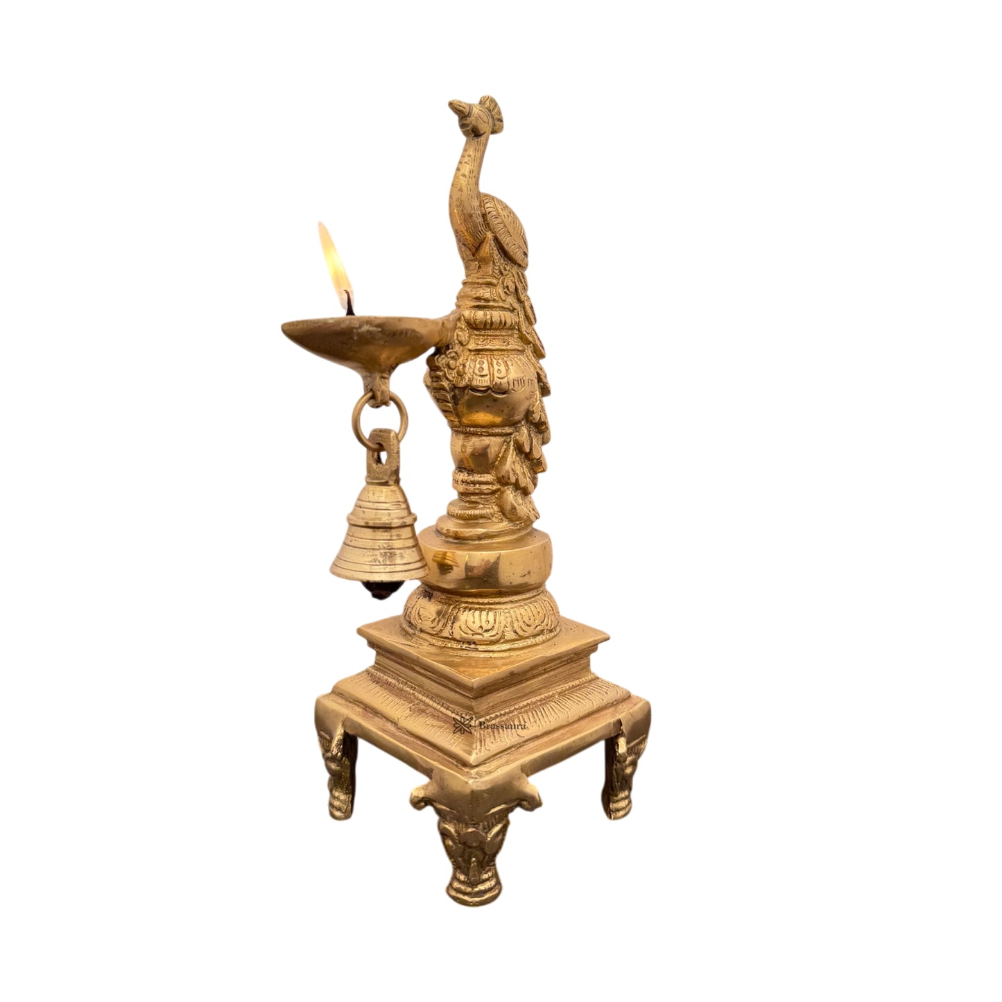 Brass Peacock Diya Statue for Home and Decor Weight 2 Kg Height 11 inch