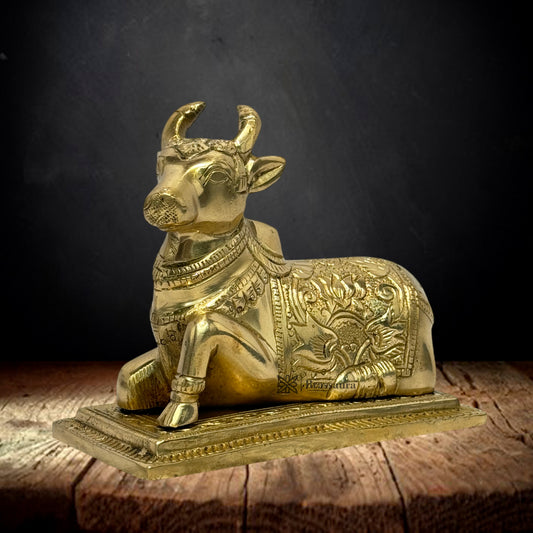 Brass Sitting Cow for Home and Decor Show Piece Weight 1 Kg Height 14 cm