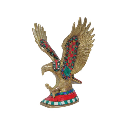 Brass Gem Stone Work Eagle Garud Home and Decor Weight 2.38 Kg Height 28 cm