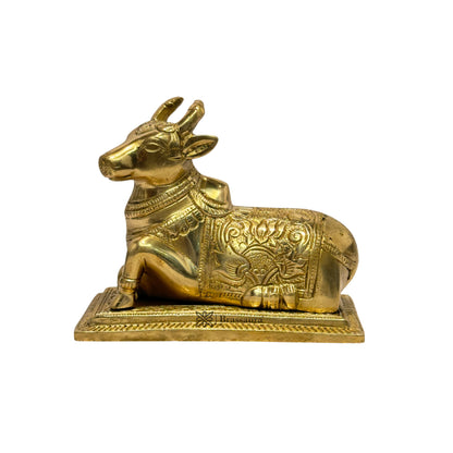 Brass Sitting Cow for Home and Decor Show Piece Weight 1 Kg Height 14 cm