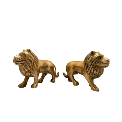 Brass Lion Pair for Home and Decor Show Piece Weight .9 Kg Height 9 cm