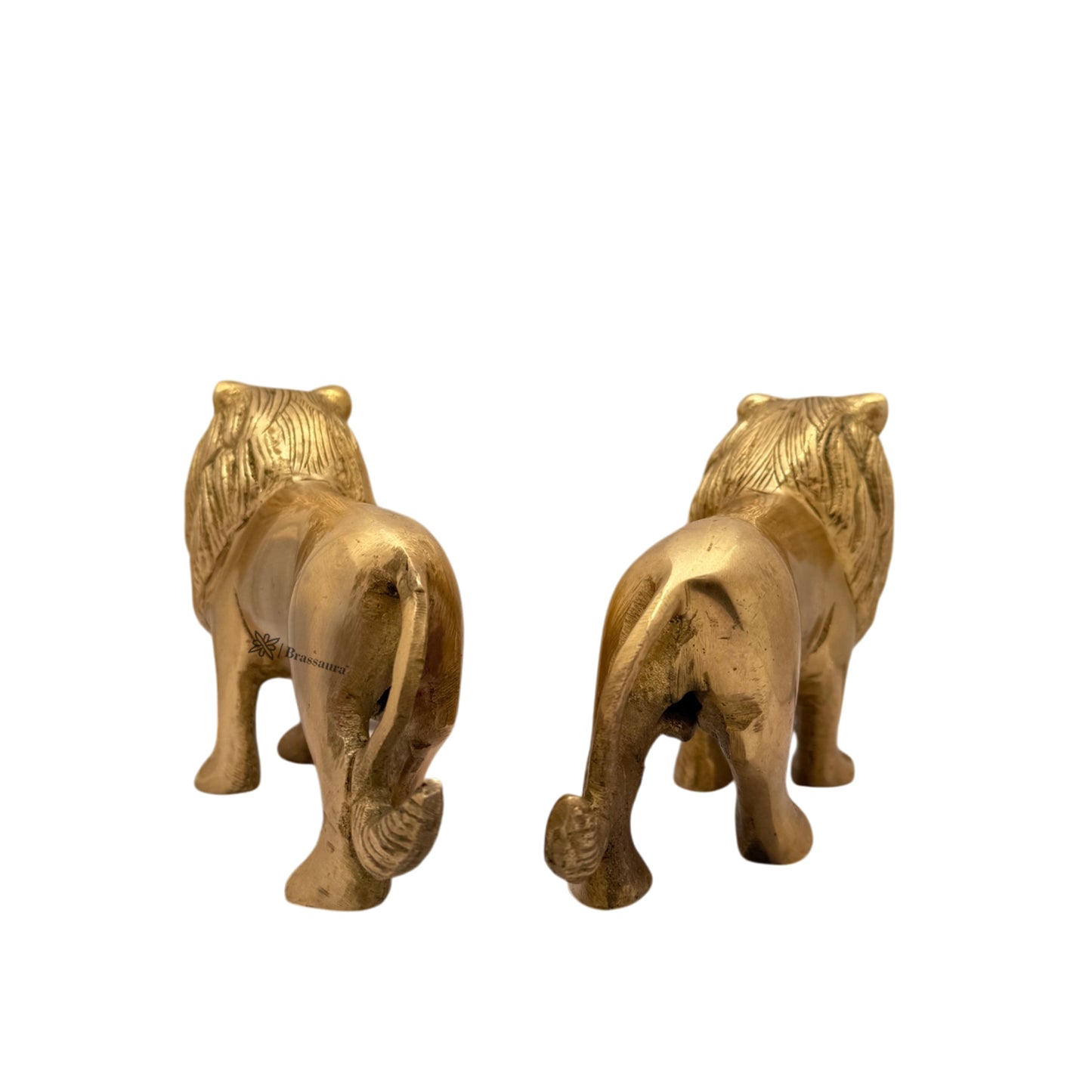 Brass Lion Pair for Home and Decor Show Piece Weight .9 Kg Height 9 cm