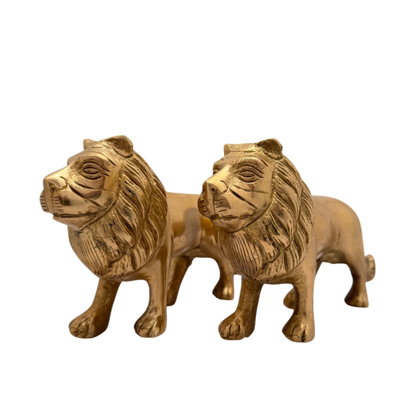 Brass Lion Pair for Home and Decor Show Piece Weight .9 Kg Height 9 cm