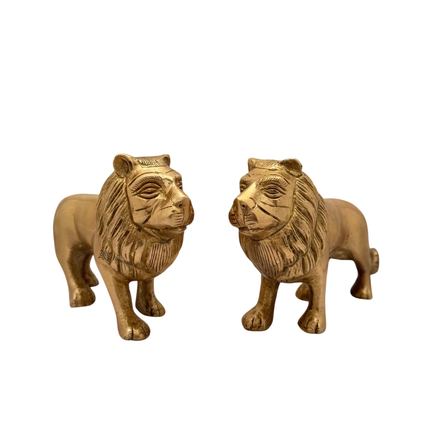 Brass Lion Pair for Home and Decor Show Piece Weight .9 Kg Height 9 cm