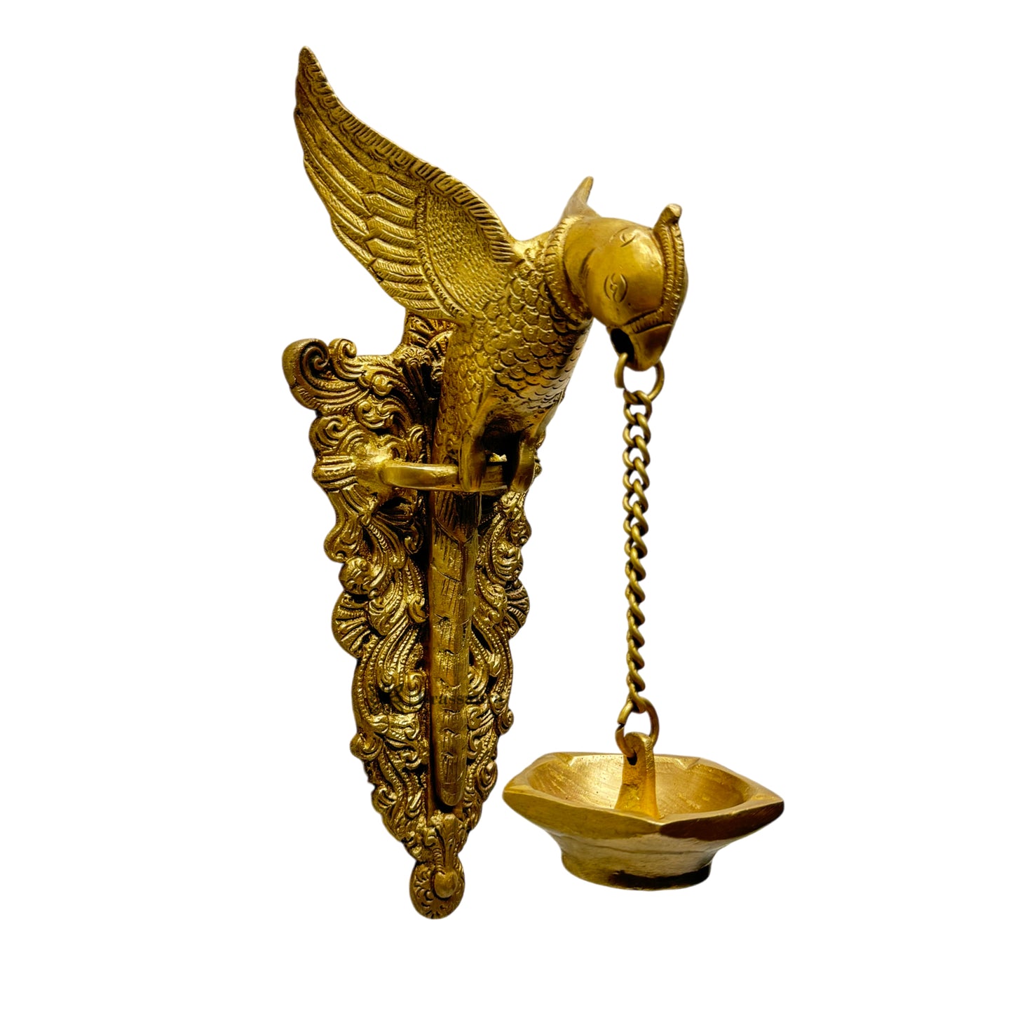 Brass Parrot Diya Hanging for Home and Decor Show Weight 1.5 Kg Height 26 cm