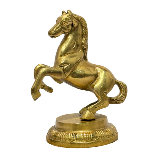 Brassaura® Brass Horse Showpiece | Handcrafted Decorative Artwork | Height 5.9 Inches & Weight 0.45 Kgs