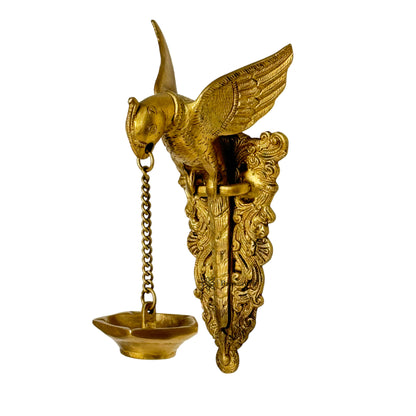 Brass Parrot Diya Hanging for Home and Decor Show Weight 1.5 Kg Height 26 cm