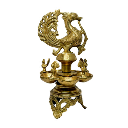 Brass Cock Deepak for Home and Decor Show Piece for Living Room Weight 4 Kg Height 33 cm