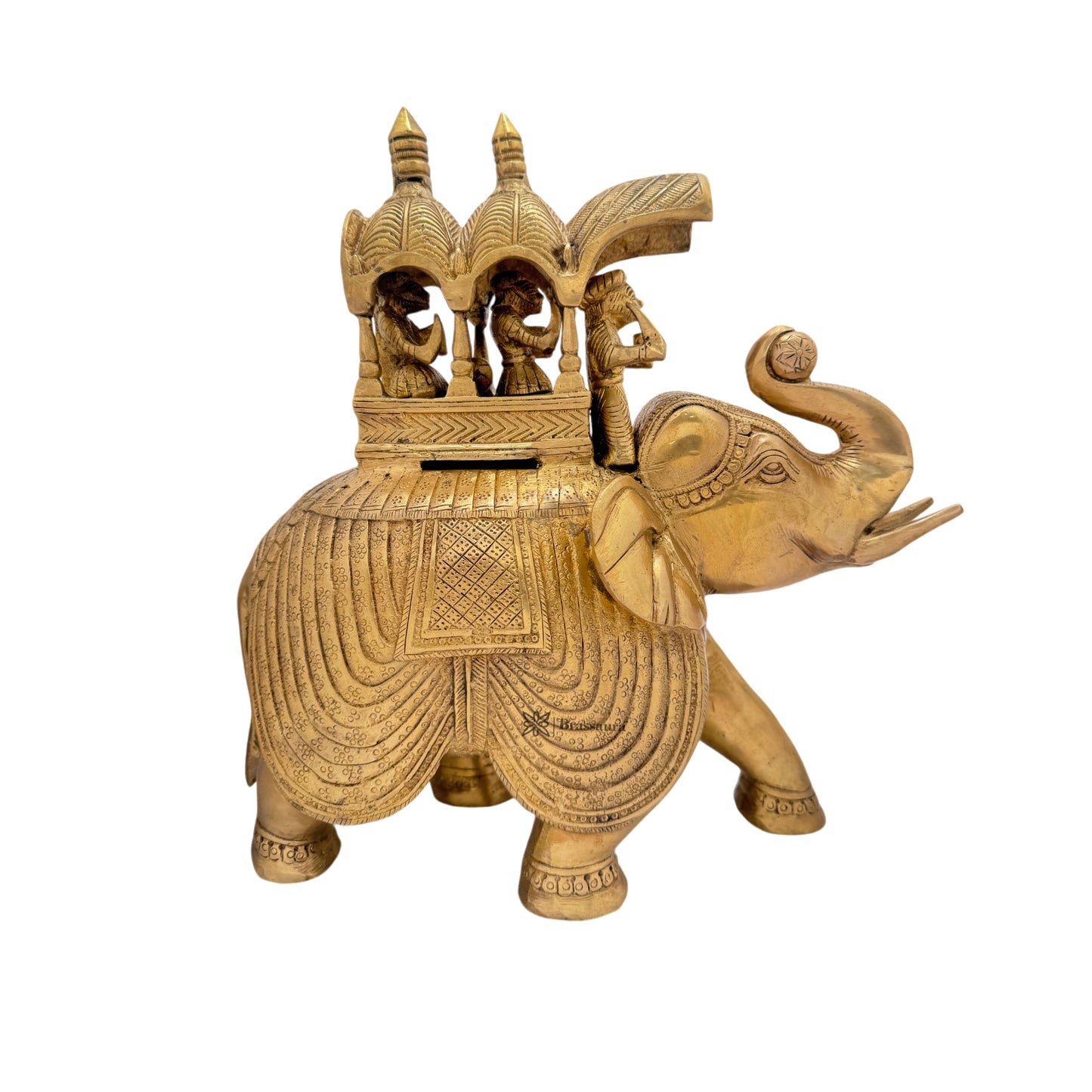 Brass Warrior and Elephant Statue for Home and Decor Height 25 cm Weight 8.36 Kg