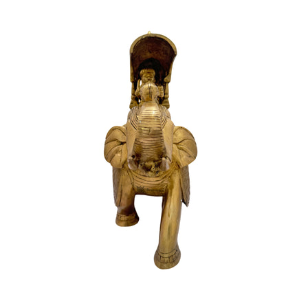 Brass Warrior and Elephant Statue for Home and Decor Height 25 cm Weight 8.36 Kg