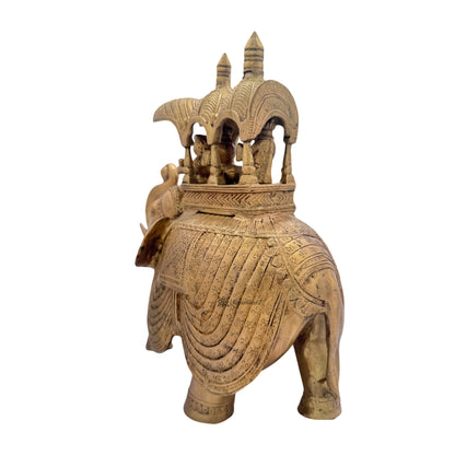 Brass Warrior and Elephant Statue for Home and Decor Height 25 cm Weight 8.36 Kg