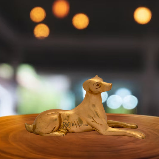 Brass Dog Statue for Home and Decor Weight 1.1 Kg Height 15 cm