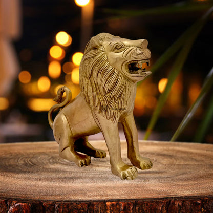 Brass Lion Statue for Home and Decor Weight 3.4 Kg Height 25 cm