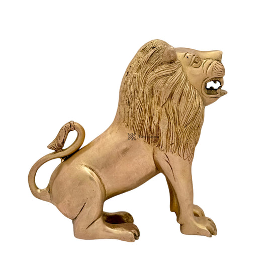 Brassaura® Brass Lion Statue | Handcrafted Decorative Showpiece | Height 9.8 Inches & Weight 3.4 Kgs