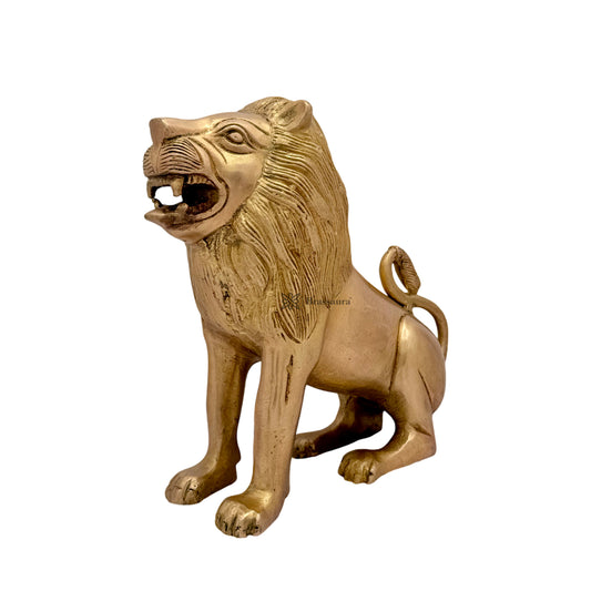 Brassaura® Brass Lion Statue | Handcrafted Decorative Showpiece | Height 9.8 Inches & Weight 3.4 Kgs