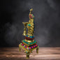 Brass Gem Stone Work Peacock Diya for Home and Decor Weight 2 Kg Height 28 cm