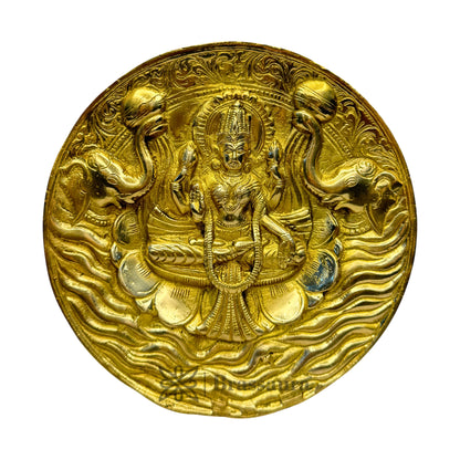 Brass Laxmi MATA Wall Hanging Plate Statue for Home and Decor Show Piece for Living Room Height 20 cm Weight 1.5 Kg