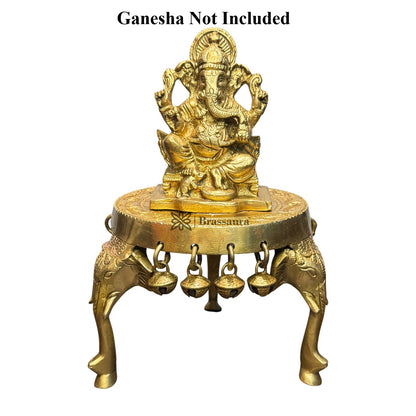 Brass Chowki for Home and Decor Show Piece for Living Room Height 12 cm Weight 0.8 Kg