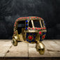 Brass Gem Stone Work Rickshaw for Home and Decor Show Piece for Living Room Weight .5 Kg Height 11 cm