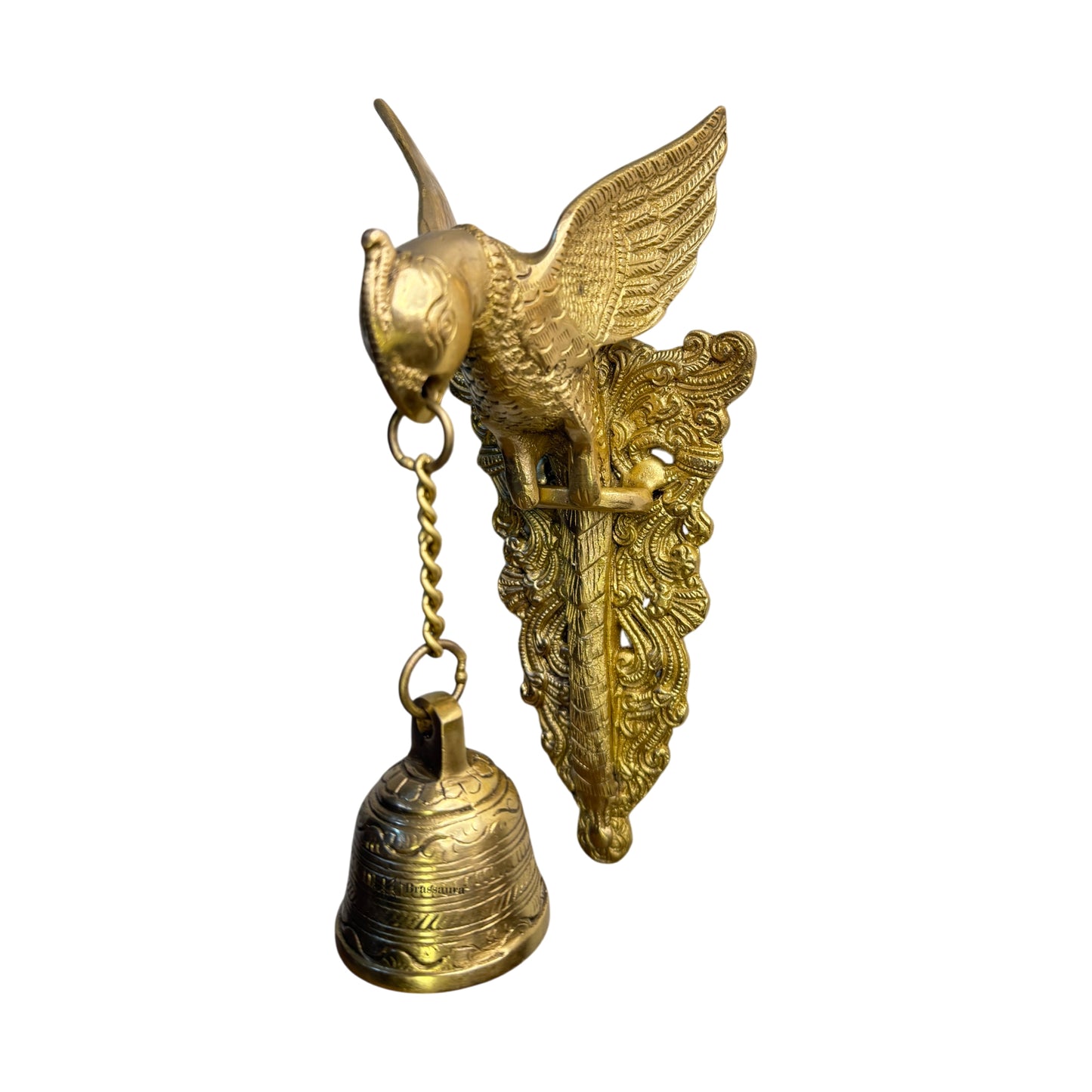 Brass Parrot with Bell for Home and Decor Show Piece Weight 1.5 Kg Height 28 cm