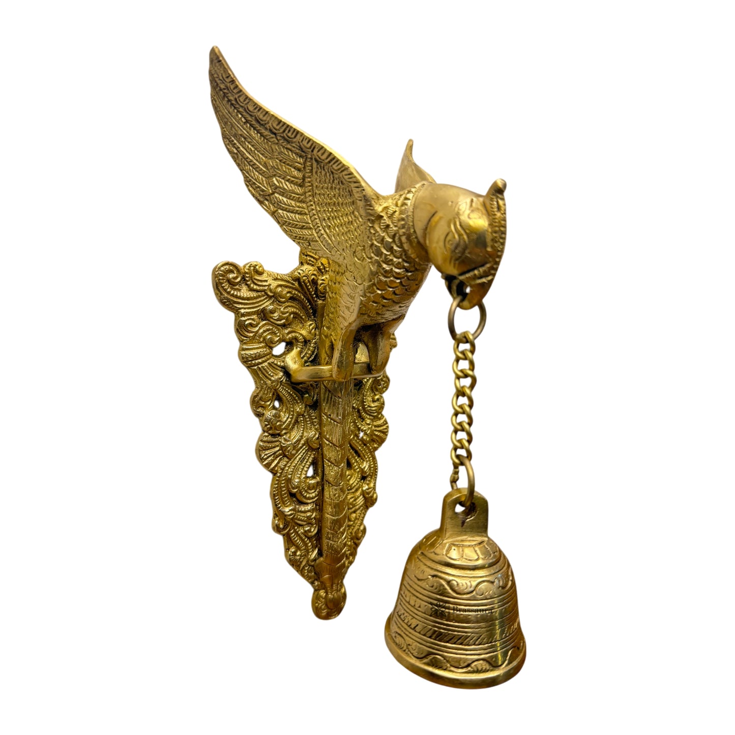 Brass Parrot with Bell for Home and Decor Show Piece Weight 1.5 Kg Height 28 cm