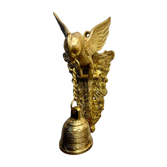 Brass Parrot with Bell for Home and Decor Show Piece Weight 1.5 Kg Height 28 cm