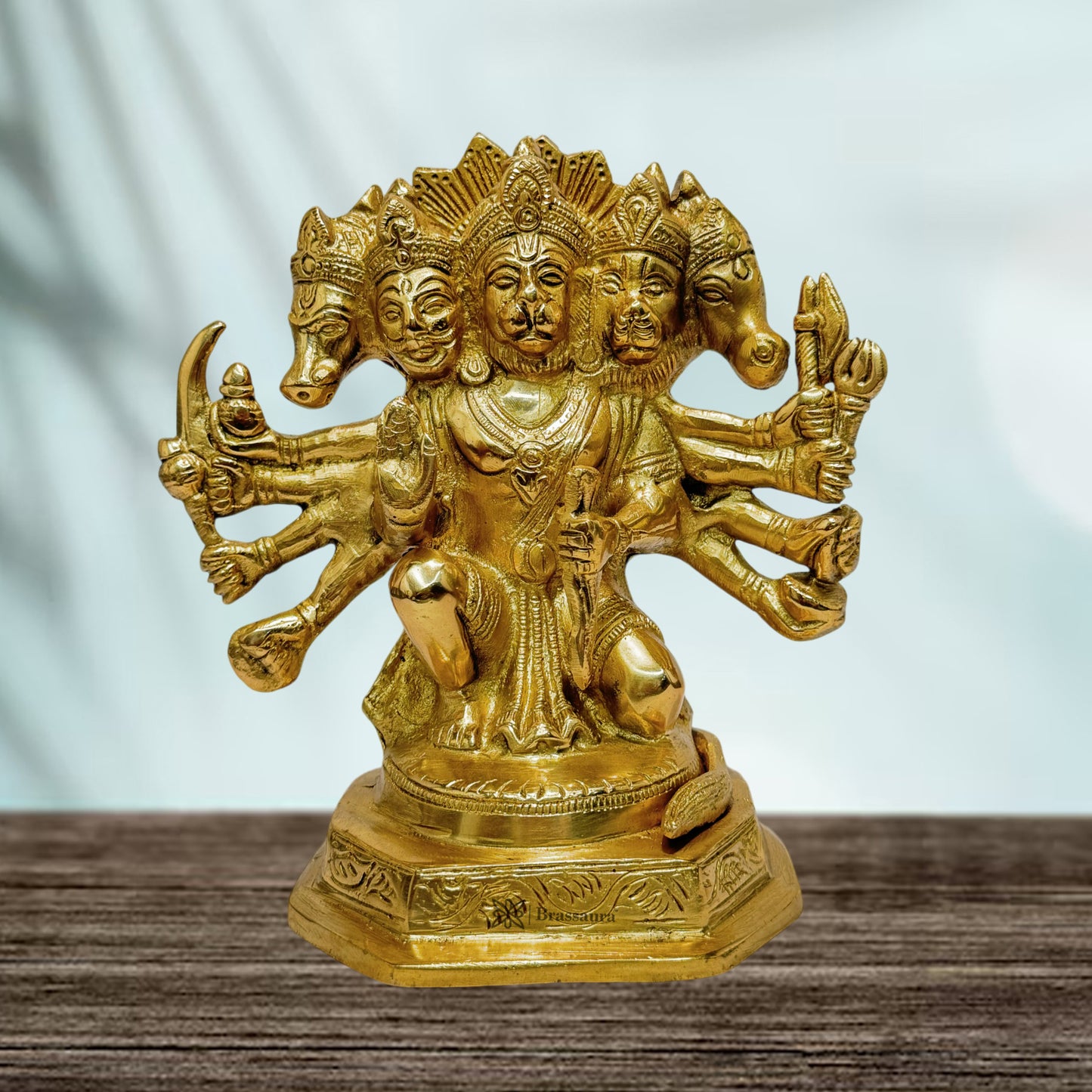 Brass Panchmukhi Hanuman Bhagwan Murti for Home and Decor Weight 3.3 kg Height 22 cm