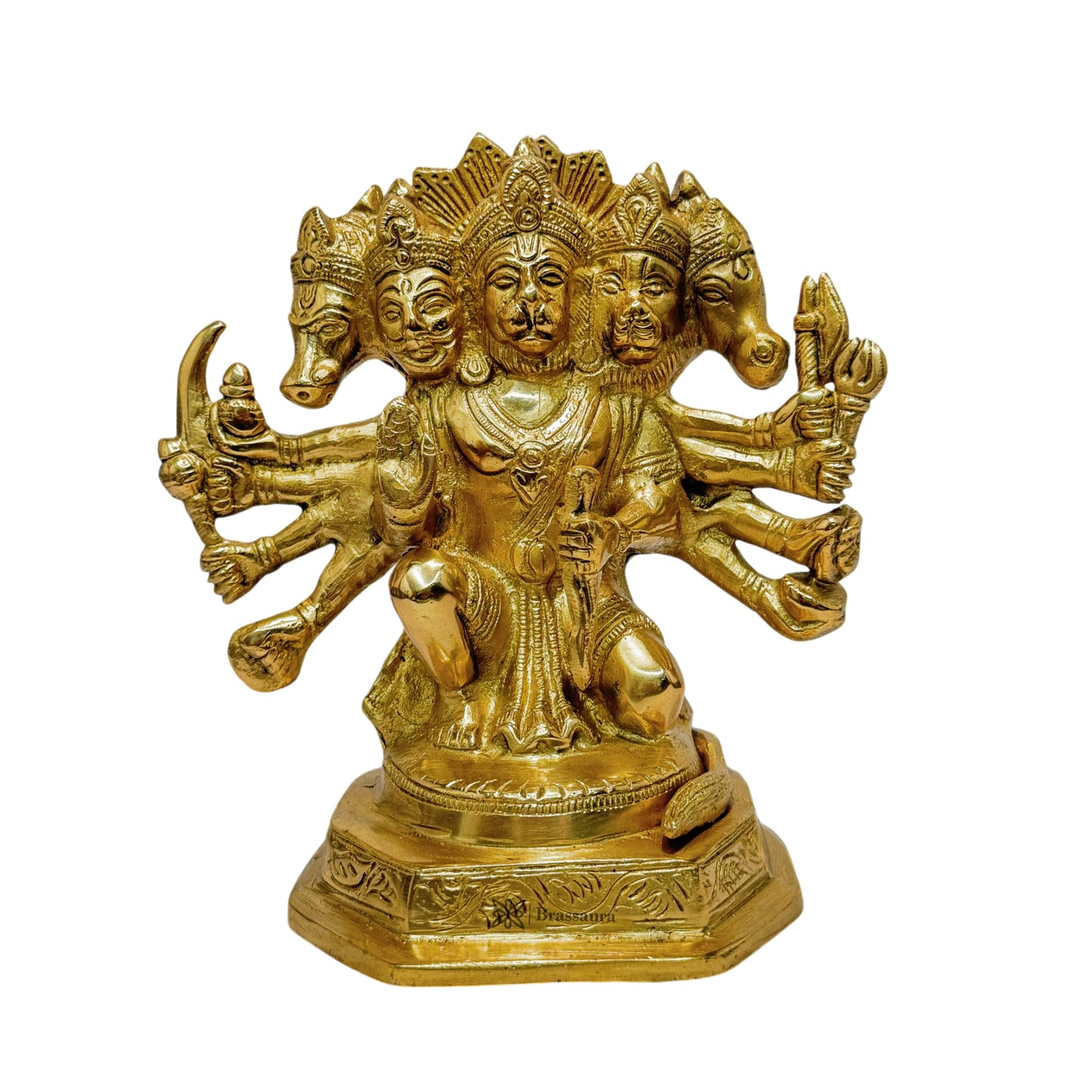 Brass Panchmukhi Hanuman Bhagwan Murti for Home and Decor Weight 3.3 kg Height 22 cm