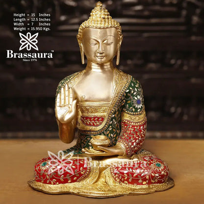 Brass Buddha For Home Décor And Gift Items Weight 15.95 Kg And Height 22.5 Inch