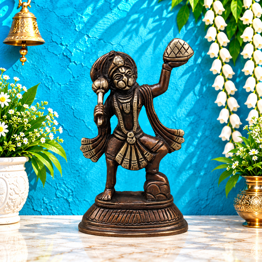 ब्रासोरा® वृंदावन वेणुगोपाल कृष्ण पीतल की प्रतिमा मोर के साथ | एंटीक नीला और सुनहरा रंग | ऊँचाई 20 इंच