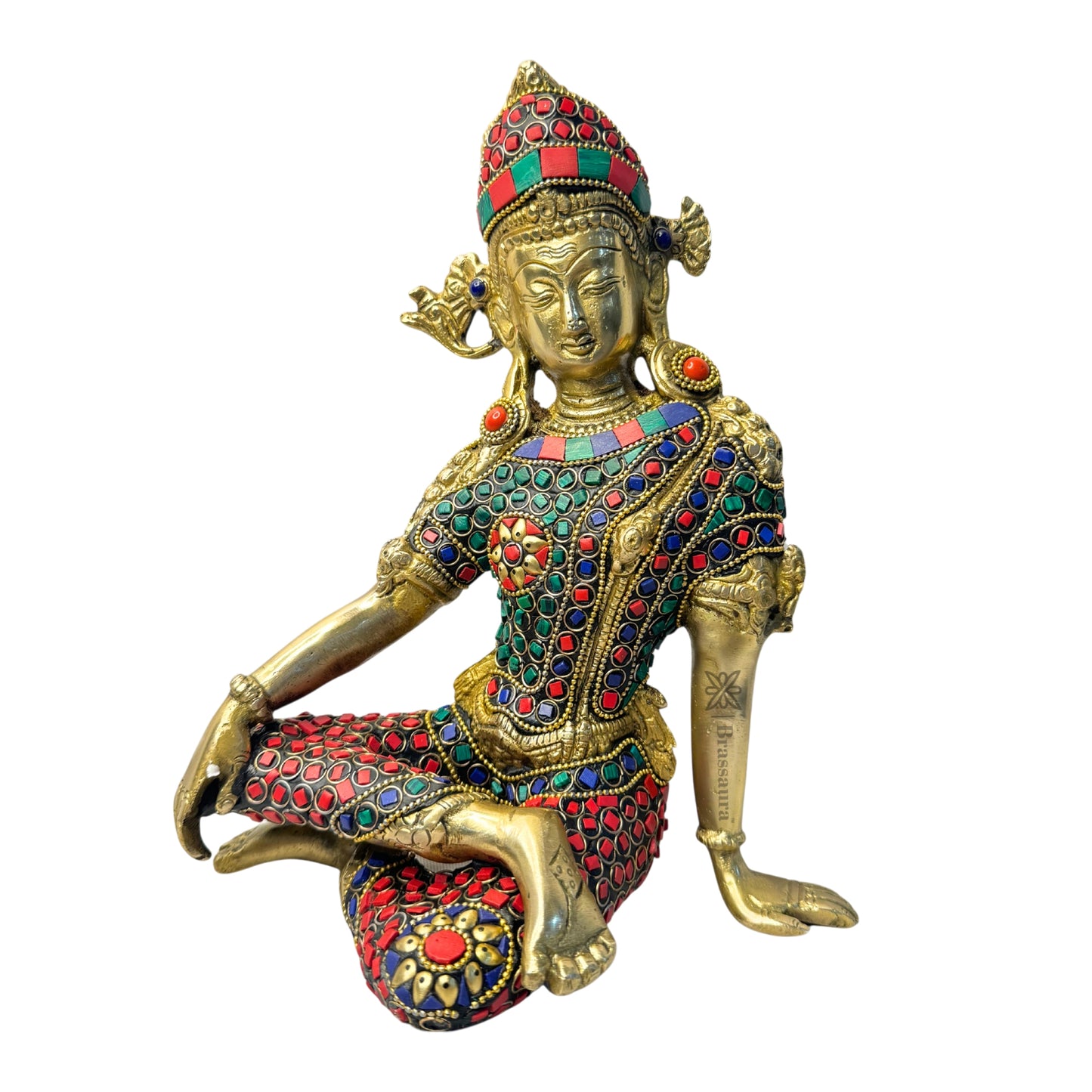 Brass Gem Stone Indra Dev Murti for Home and Decor Height 28 cm Weight 3.20 Kg